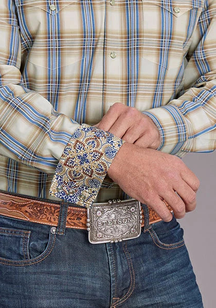 Stetson 2514 Cinnabar Plaid (Blue) - Men's Western Shirt