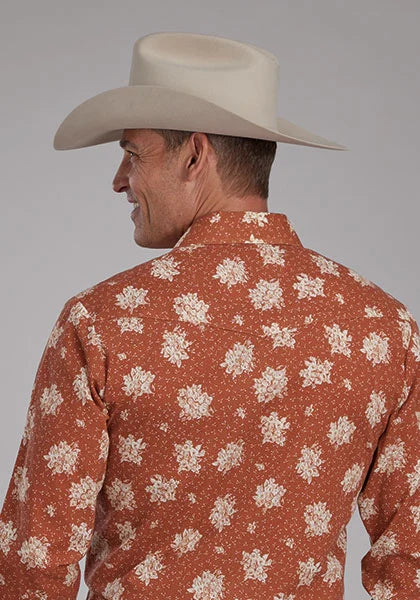 Roper 2282 Cream Floral (Orange) - Men's Western Shirt
