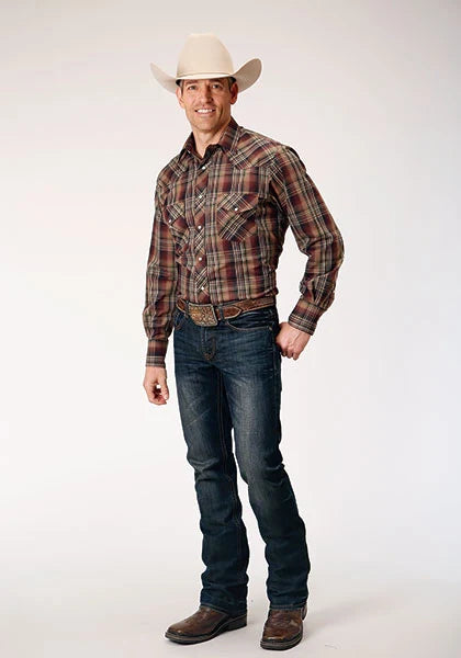 Roper 1885 Multi Plaid (Brown) - Men's Western Shirt