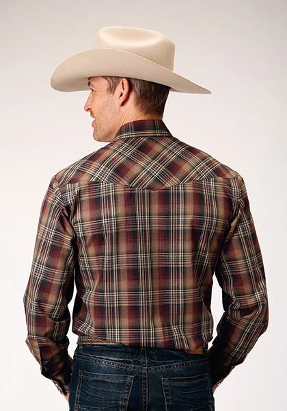 Roper 1885 Multi Plaid (Brown) - Men's Western Shirt