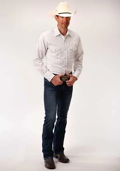 Roper 00248 Red Stripes (White) - Men's Western Shirt