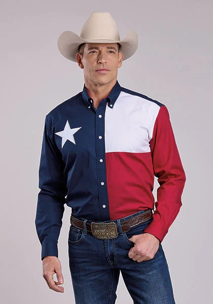 Roper Pieced Texas Flag (Multi) - Men's Western Shirt