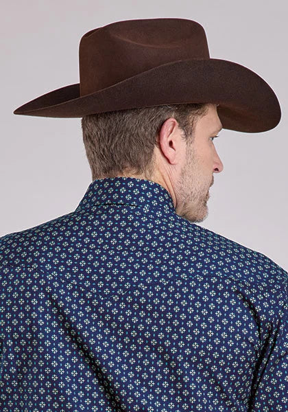 Roper 2584 Pinwheel Foulard (Blue) - Men's Western Shirt