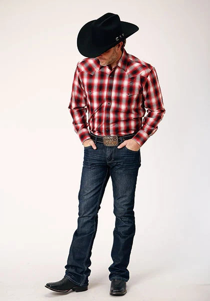 Roper 1844 Basic Plaid (Red) - Men's Western Shirt
