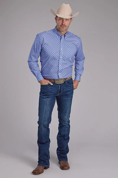 Roper 2385 Periwinkle Foulard (Blue) - Men's Western Shirt