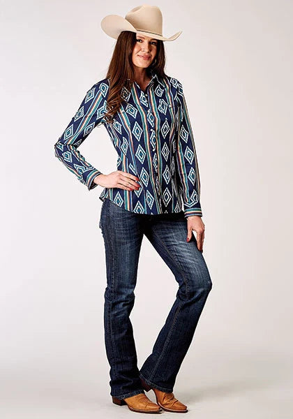 Roper 1908 Serape Stripe (Blue) - Women's Western Shirt