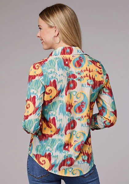 Roper 2073 Ikat Paisley (Blue) - Women's Western Shirt
