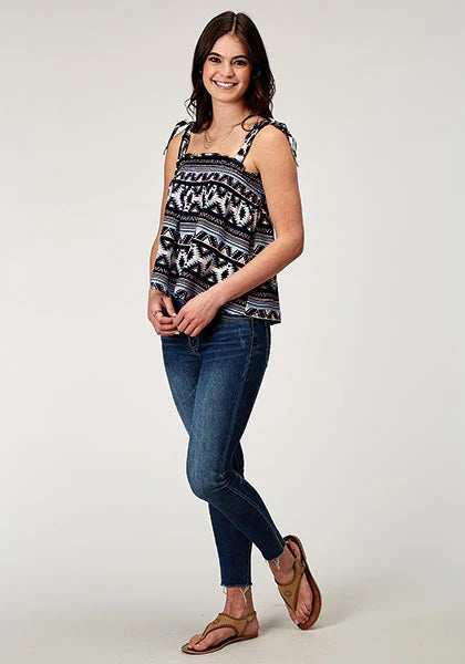 Roper 1991 Aztec Printed (Black) - Women's Sleeveless Shirt