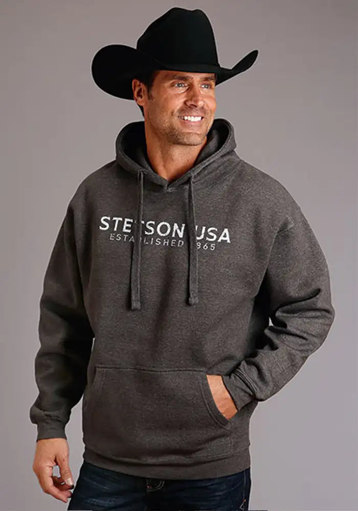 Stetson USA Distressed (Grey) - Men's Hoodie Sweatshirt