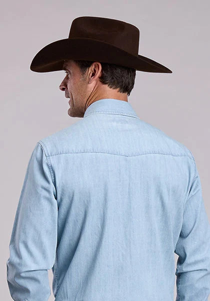 Stetson Light Weight Chambray (Blue) - Men's Western Shirt