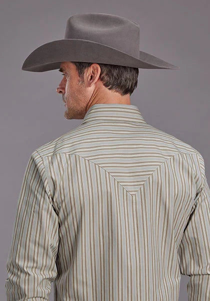 Stetson 2148 Dobby Stripe (Brown) - Men's Western Shirt