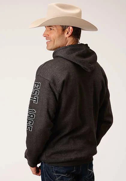 Stetson Heather Logo "EST. 1865" (Grey) - Men's Hoodie Sweatshirt